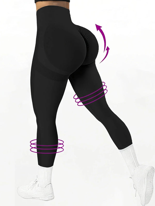 CZGUKE Seamless Women's High Waist Yoga Pants Tight Waist Hip Lifting Elastic Tight Solid Color Wide Waist Sports Leggings