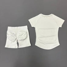 2 Piece Sports Set Women Gym Yoga Set Seamless Fitness Gym Clothes Sportswear Short Sleeve Top Sports Short Leggings Suit