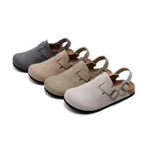 Women's Suede Clogs - Adjustable Slingback Clog Sandal with Buckle, Memory Foam, Wide Widths