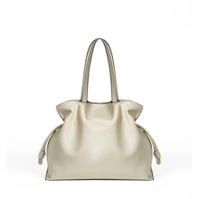 2025 High-End Women's Bucket Bag Lady Unique Drawstring Pleated Shoulder Bag Soft Split Cowhide Leather Cloud Tote Handbag New