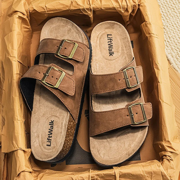 Beach Sandals Cork Suede Mules Men Clogs Fashion Shoes Outdoor Classic Cork Slide with Arch Support Slippers for Women Big Size