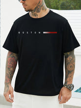 Men's 100% Pure Cotton Summer Loose Oversized Casual Paris Letter Printed Sports Round Neck Short Sleeved T-Shirt Top