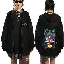 Rock Band Gorillaz Demon Days Eyes Graphic Zipper Hoodie Men Hip Hop Fashion Oversized Zip Up Jacket Unisex Zip Up Sweatshirt