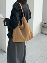 2026 Women's Frosted Leather Tote Bag Large Capacity Soft Suede Bucket Handbag Lady Minimalist Underarm Hobo Shoulder Bag