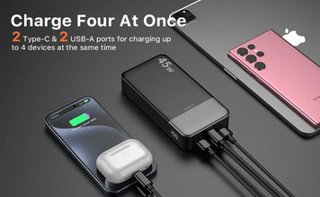 JUOVI Powerbank 20000mAh 45W Fast Charge Power Bank, Super Fast Charging Portable Charger with LED Display for iPhone 17 16 15