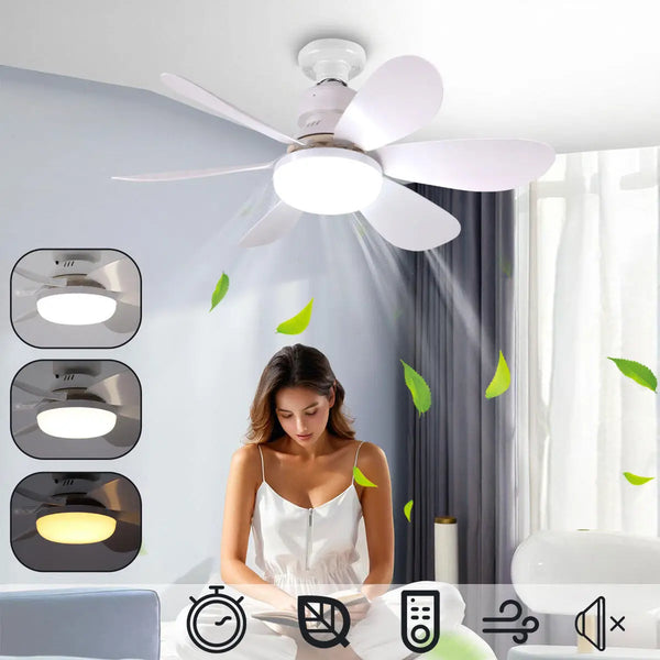 LED 40W ceiling fan light E27 with remote control for dimming, suitable for living room, study, household use, 85-265V