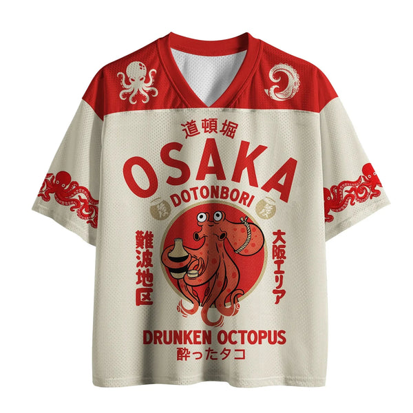 Unisex 3D Children's Osaka Dotonbori Drunken Octopus T-shirt Retro V-neck Short Sleeve Harajuku Street Wear Oversized T-shirt