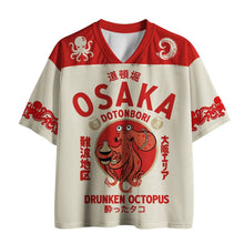 Unisex 3D Children's Osaka Dotonbori Drunken Octopus T-shirt Retro V-neck Short Sleeve Harajuku Street Wear Oversized T-shirt