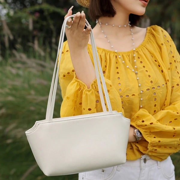 Brand Fashion Underarm Bag Luxury Minimalist Solid Color Shoulder Bag Women Soft Leather Exquisite Versatile Zippered Handbag