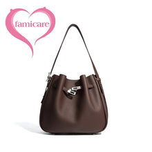2025 High-End Women's Bucket Bag Lady Unique Drawstring Pleated Shoulder Bag Soft Split Cowhide Leather Cloud Tote Handbag New