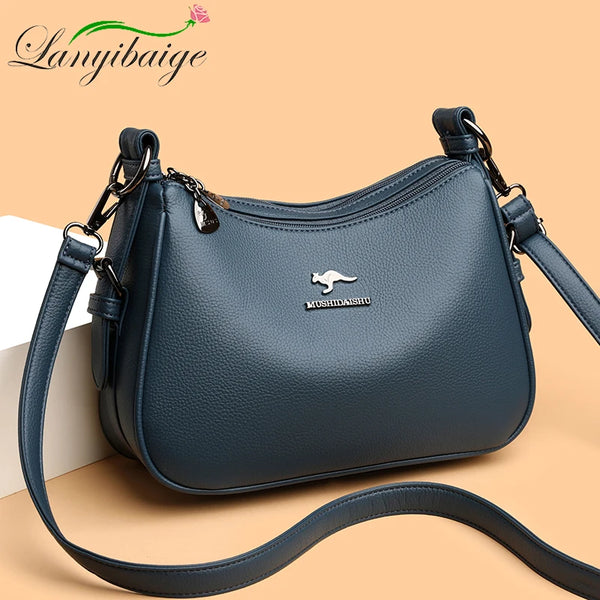 Luxury Designer Women's Handbag High-Quality Leather Retro Minimalist Crossbody Shoulder Bag Female Purse