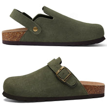 2026 Women Suede Clogs With Adjustable Buckle Cork Leather Mules Comfortable Slip on Women Slippers Outdoor Cork Clogs