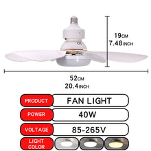 LED Ceiling Fan with Light and Remote Control 30W 40W Dimmable E27 Socket Ceiling Fan for Bedroom Living Room 6 Blades 3 Speed