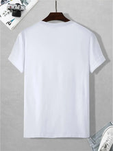 Men's 100% Pure Cotton Summer Loose Oversized Casual Paris Letter Printed Sports Round Neck Short Sleeved T-Shirt Top