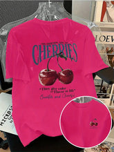 Summer Sweeter Cherries Prints T-Shirts Womens Cotton Oversized T Shirts Basic O-Neck Short Sleeve Tops Casual Woman Clothes