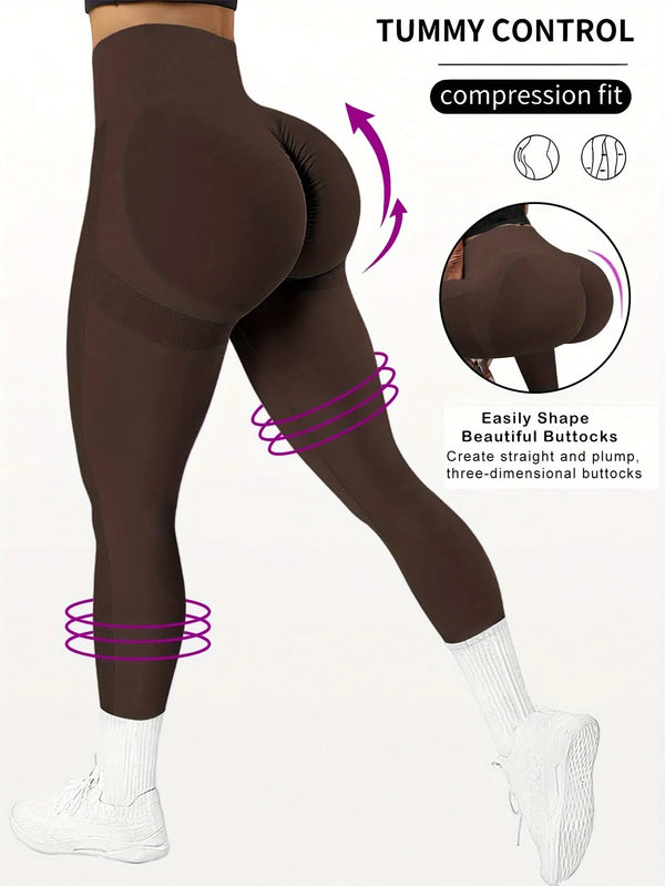CZGUKE Seamless Women's High Waist Yoga Pants Tight Waist Hip Lifting Elastic Tight Solid Color Wide Waist Sports Leggings