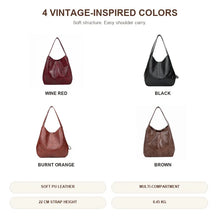 Women Soft PU Leather Tote Bag Vintage Shoulder Handbag Minimalist Top Handle Casual Everyday Purse