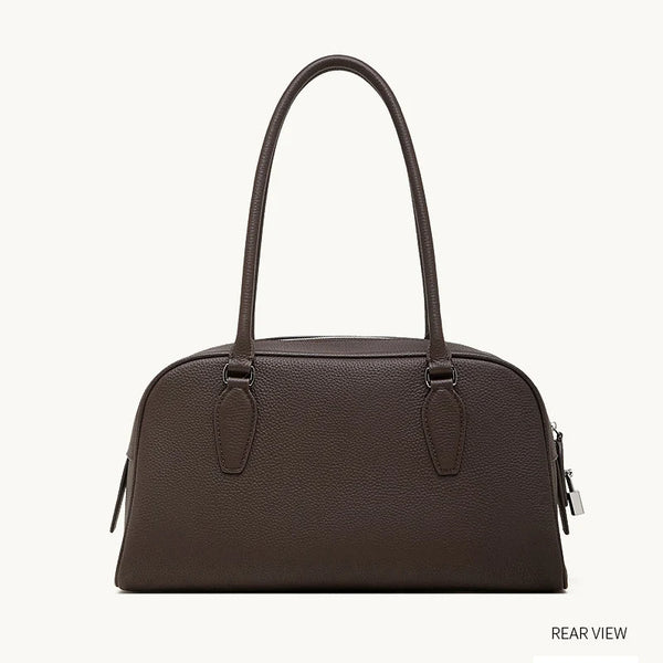 2026 New Casual Women’s High Quality Genuine Leather Top Handle Boston Bags Solid Color Minimalist Design Lady Shoulder Bag