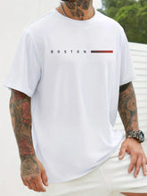 Men's 100% Pure Cotton Summer Loose Oversized Casual Paris Letter Printed Sports Round Neck Short Sleeved T-Shirt Top
