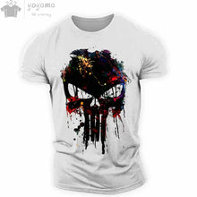 Men's T-shirt 3d printed military patriotic skull O-neck T-shirt, oversized T-shirt, short-sleeved T-shirt, men's sportswear top