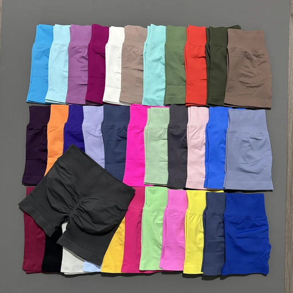 Histello Sports Shorts 4.5" Women Seamless Yoga Leggings Low Waist Scrunch Bum Tights Running Fitness Short Workout Gym Shorts