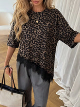 2026 Summer New Arrival Women's Oversized Ruffle Print Leopard Print Padded Lacing Loose Fit T-Shirt