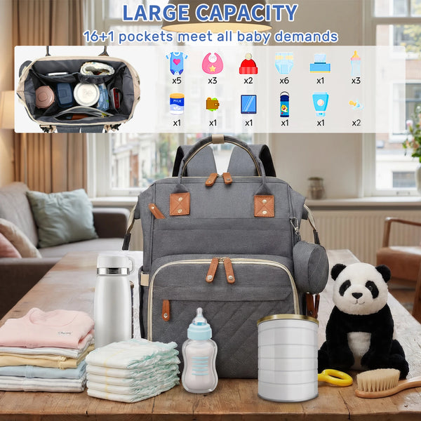 Lightweight Baby Changing Bag Unisex Backpack Nappy Bags Diaper Travel Bag for Mom and Dad | Pacifier Holder