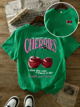 Summer Sweeter Cherries Prints T-Shirts Womens Cotton Oversized T Shirts Basic O-Neck Short Sleeve Tops Casual Woman Clothes