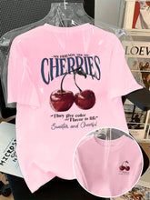 Summer Sweeter Cherries Prints T-Shirts Womens Cotton Oversized T Shirts Basic O-Neck Short Sleeve Tops Casual Woman Clothes