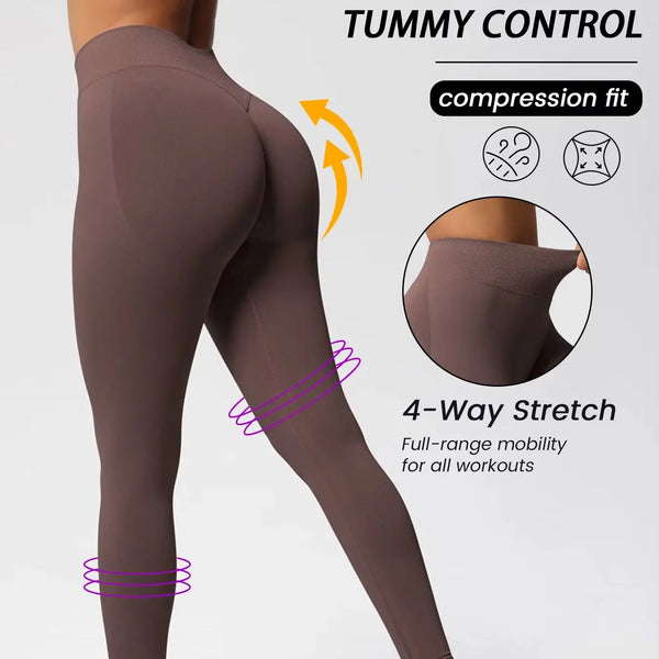 Women's Seamless Cropped Leggings - Peach Butt-Enhancing & Lifting for Yoga, Running & Fitness
