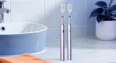 Electric Toothbrush Mental Thin Brush Body Specially for Women Pure Wisdom Beauty Soft DuPont Bristle, 4 brush heads Waterproof