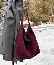 2026 Women's Frosted Leather Tote Bag Large Capacity Soft Suede Bucket Handbag Lady Minimalist Underarm Hobo Shoulder Bag
