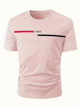 Men's 100% Pure Cotton Summer Loose Oversized Casual Paris Letter Printed Sports Round Neck Short Sleeved T-Shirt Top