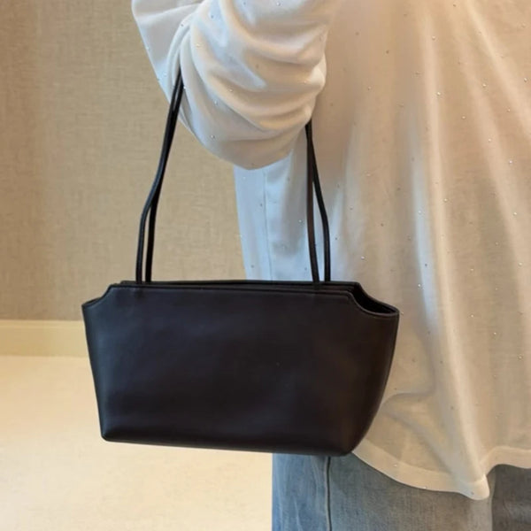 Brand Fashion Underarm Bag Luxury Minimalist Solid Color Shoulder Bag Women Soft Leather Exquisite Versatile Zippered Handbag
