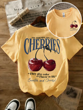 Summer Sweeter Cherries Prints T-Shirts Womens Cotton Oversized T Shirts Basic O-Neck Short Sleeve Tops Casual Woman Clothes