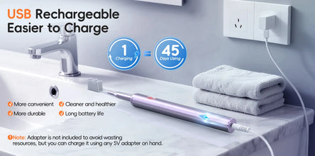 Electric Toothbrush Mental Thin Brush Body Specially for Women Pure Wisdom Beauty Soft DuPont Bristle, 4 brush heads Waterproof