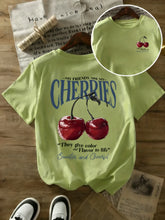 Summer Sweeter Cherries Prints T-Shirts Womens Cotton Oversized T Shirts Basic O-Neck Short Sleeve Tops Casual Woman Clothes