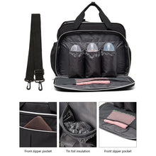 Lequeen New Maternity Mommy Travel Bag Black Shoulder Bag Handbag Tote Dry and Wet Separation Baby Diaper Stroller Bag