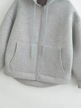 HH Autumn Women Casual Hooded Jacket Loose Oversize Zipper Hoodie Sweatshirts Solid Coat Office Lady Chic Outwear Tops