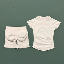 2 Piece Sports Set Women Gym Yoga Set Seamless Fitness Gym Clothes Sportswear Short Sleeve Top Sports Short Leggings Suit