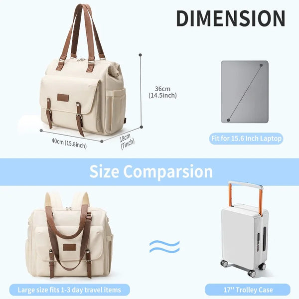Large Capacity Multifunctional Nylon Mommy Backpack, Vintage Diaper Baby Stroller Changing Pad Fashionable and Large Capacity