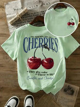 Summer Sweeter Cherries Prints T-Shirts Womens Cotton Oversized T Shirts Basic O-Neck Short Sleeve Tops Casual Woman Clothes