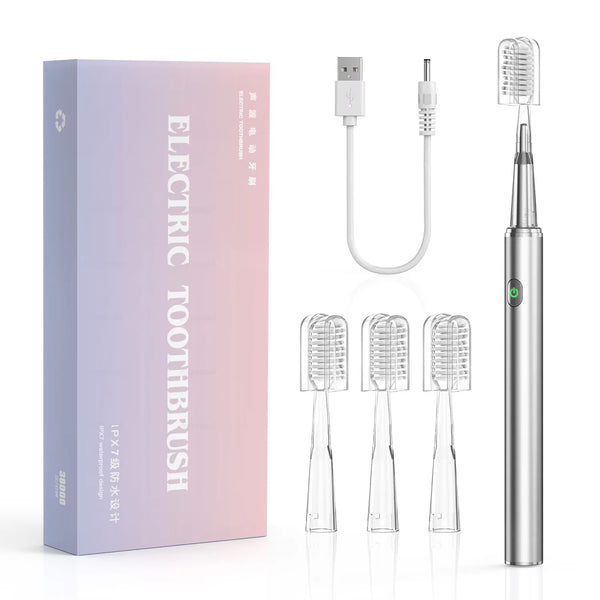 Electric Toothbrush Mental Thin Brush Body Specially for Women Pure Wisdom Beauty Soft DuPont Bristle, 4 brush heads Waterproof