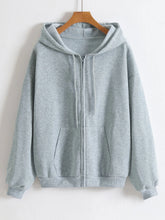 Oversize Women Hoodies Casual Solid Zip Up Hooded Sweatshirt Harajuku Korean Loose Couple Hoodie Jacket Coat Streetwear