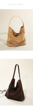 2026 Women's Frosted Leather Tote Bag Large Capacity Soft Suede Bucket Handbag Lady Minimalist Underarm Hobo Shoulder Bag