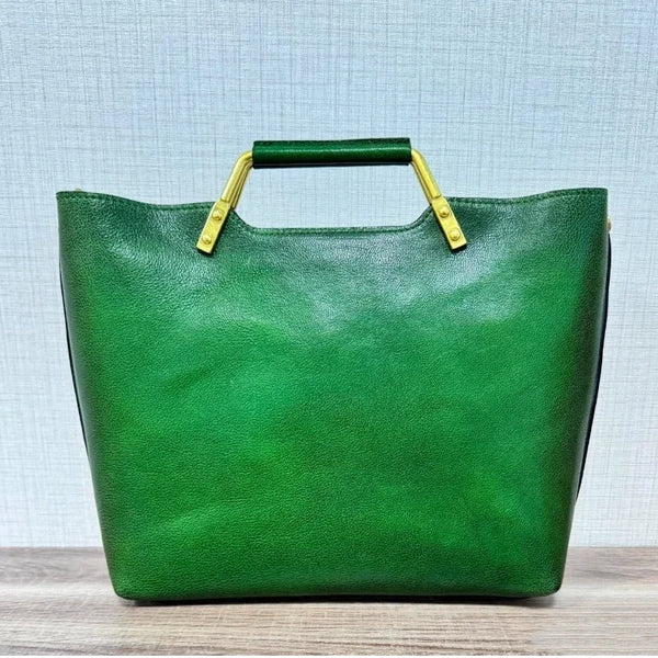 Brand Luxury Leather Green Bucket Bag Classic Women Solid Color Minimalist Tote Bag Fashionable Casual Versatile Shoulder Bag