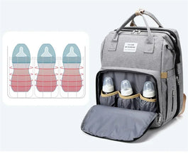 Large Capacity Mommy Diaper Backpack with Changing Mat Foldable Baby Bed Nursing Bag for Milk Bottle Storage
