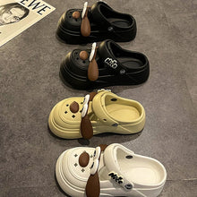 Cute DIY Cartoon Dog Fashion Clogs For Women Summer Platform Sandals Thick Sole Female Leisure Garden Shoes Home Street Slippers