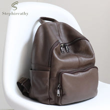 Natural Cowhide Backpack for Women&men Minimalist Design Casual Daily Versatile College Students' Shoulder Bags Travel Knapsack