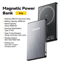 Essager Thin Wireless Power Bank 5000mAh Fast Wireless Charge Powerbank Magnetic External Battery Charger for iPhone 16 15 14 13
